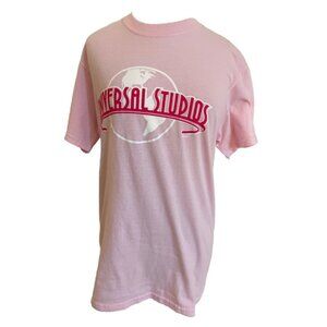 Universal Studios vgt Pink T-Shirt Top S Women's Textured Logo Y2K Casual Cotton
